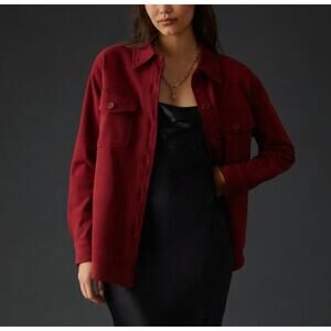 Good American Sueded Fleece Shacket Shirt Jacket Burgundy Size 3-4